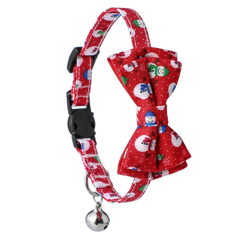 Christmas Snowman Cat Bowtie Collar
